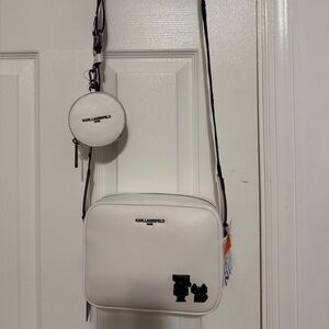 Karl Lagerfeld Cream Crossbody Bag with Coin Pouch